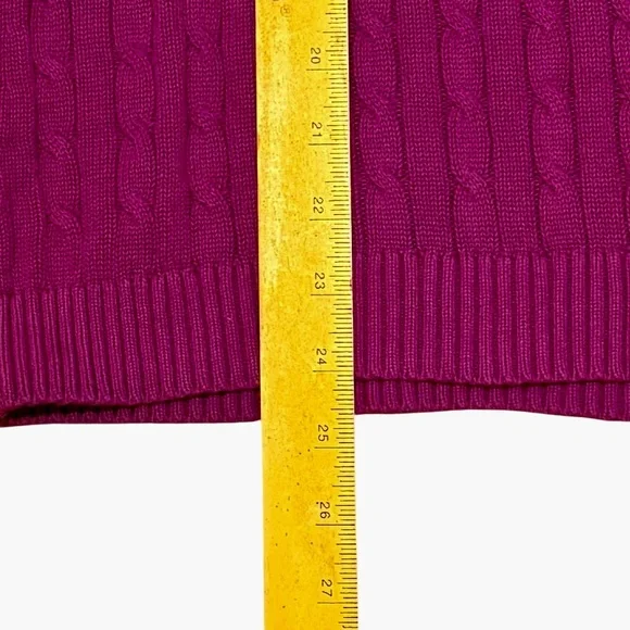 LOFT Women's V-Neck Cable Knit Sweater in Pink Plum - Picture 6 of 8